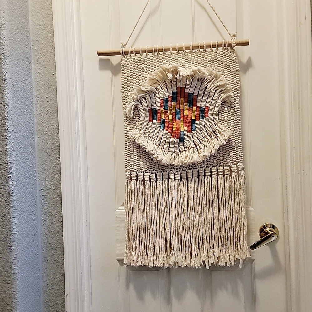 Cholla Sagauro Cactus Skeleton Macrame Dream Catcher Wall Decor 30" X 16 Design
